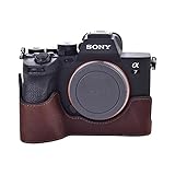 MUZIRI KINOKOO Tasche kompatibel mit Sony A7R V/A7 IV Digitalkameras, Halbtasche aus echtem Leder für Sony Alpha 7R V/A7R5/A7M4/ILCE-7M4/ILCE-7RM5 mit Batteriefach und Handgriff - Braun
