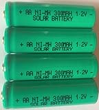 4 x AA Solar Light Batteries 1.2V 300mAh NiMh (Nickel-Metal Hydride) Rechargeable for use outdoors in Garden Solar Lights