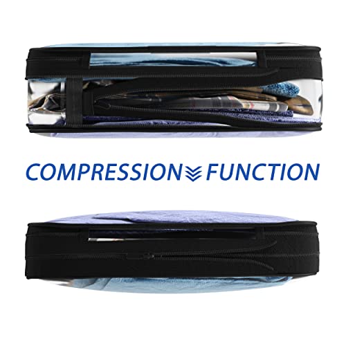 Clear Compression Packing Cubes 3 Set - Large See-Through Plastic Suitcase Bags for Travel - Luggage Compressable Organizers - Transparent PVC Collapsible Cosmetic Bag for Backpack Black4