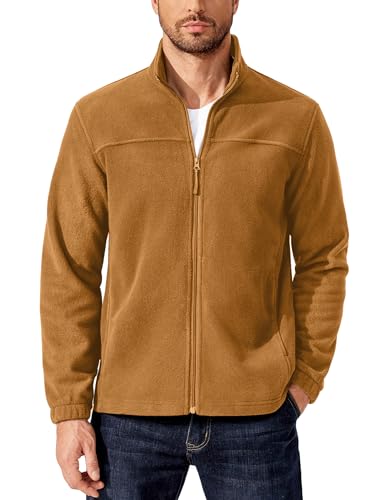 Image of COOFANDY Mens Polar Fleece Jacket Lightweight Full Zip Jackets Outdoor Coat