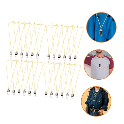 24 silbatos deportivos con cordón en acero inoxidable miniatura 7