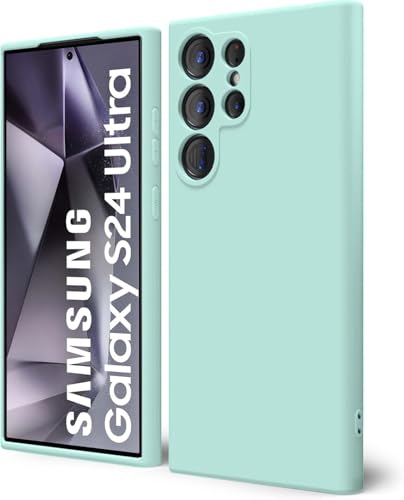 Image of DIZORO Microfiber Candy Case Compatible for Samsung S24 Ultra Smooth Touch Cushion Liquid Soft Silicone Gel Rubber Phone Cases Non-Slip Full Body Protective Shockproof Back Cover (New Mint Green)