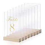 Acrylic Sheets with Wood Stands, Clear Acrylic Sign Blank for Crafts, Acrylic Table Numbers for Wedd
