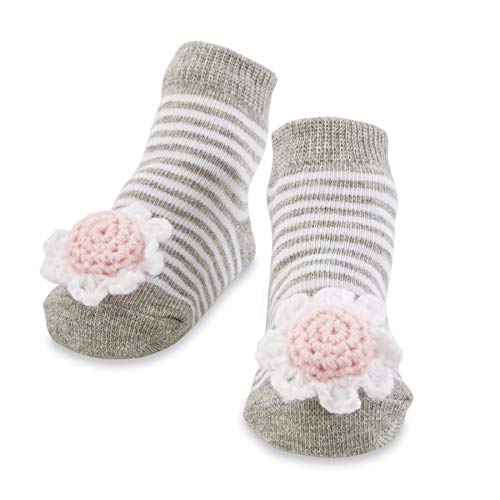 Mud Pie womens Classic Mud Pie Flower Rattle Socks, Gray, 0-12 Months US