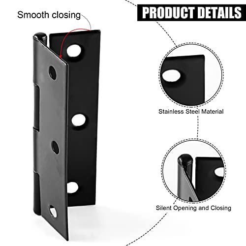 Hotop 24 Pcs Square Door Hinges Stainless Steel Folding Butt Cabinet Thickened Small And Furniture For Doors Window Wood, Brushed Finish, With 120 Screws (Black) #TOP2