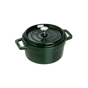Staub 40509-644 Picotte Round Basil Green, 7.9 inches (20 cm), Double Handed, Enameled Pot, Induction Compatible, La Cocotte Round
