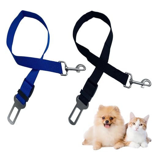 pangutheos 2 Piezas Cinturon Seguridad Perro Coche, Cinturon Ajustable | Universal Cinturon Seguridad Perro Coche, Arnés con Correa de Conector para Todas Las Razas de Perros y Gatos