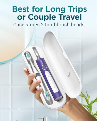 Image of Sonic Electric Toothbrush for Women - Adult Sonic Toothbrush with 8 Brush Heads and Travel Case, 5 Modes, IPX7 Waterproof, Rechargeable Travel Electric Toothbrush, Purple