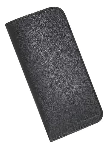 Capa Estojo Porta Óculos 100% Couro Legítimo Forro Camurça (Preto)