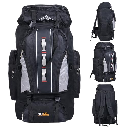 Pastoralist Camping Backpack, 100L Tear and Water-Resistant Hiking Backpack, Multi-Pocket Camping Rucksack with Zipper, Camping Bag for Men and Women Travel Outdoor, Hiking Backpack