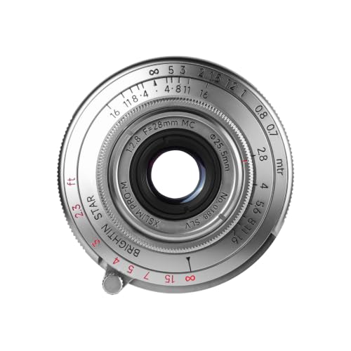 Image of Brightin Star 28mm F2.8 Full Frame Manual Focus Lens for Leica-M Mount,Camera Lens Compatible with M2 M3 M4 M5 M6 M7 M8 M9 M9P M10 M262 M240 M240P M10P M10M(Silver)