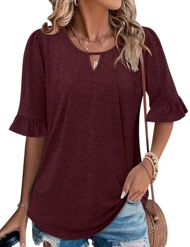 CHICZONE Womens 3/4 Length Bell Sleeve Tops Loose Summer Tunic Shirts Dressy Casual Blouses2
