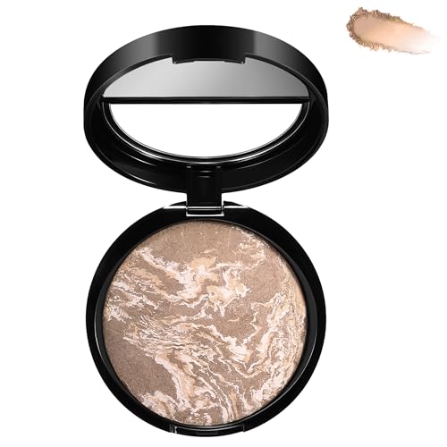 Image of Marble Baked Makeup Setting Powder, Luminous Finish Waterproof Sweatproof Conceal Foundation, 24 H No-Transfer No Smudge Oil-Control Pressed Powder Makeup Base (#05 TAN, 0.53 OZ)