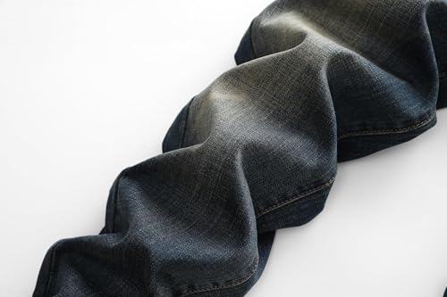 Men's Fashion Stretch Slim fit Jeans Retro Washed Straight Denim Pants3