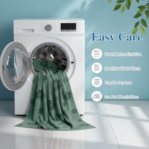 Image of Cortina Jacquard Towels for Bath 70 x 140 cm- 380 GSM Microfiber Bath Towels, Ultra Soft, Highly Absorbent & Quick Dry for Gym, Beach & Bathroom Towels for Men, Women & Kids Color : Dark Green