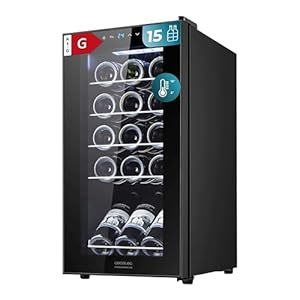 Cecotec Cantina Vino 15 bottiglie – Cantinetta Vino GrandSommelier 1550 Black Compressor. 15 bottiglie, compressore silenzioso, temperatura 5-18°C, pannello touch, senza vibrazioni, 39 dB