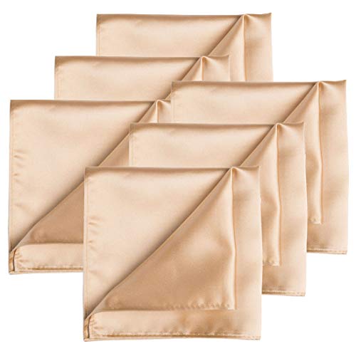 Image of KissTies 6PCS Satin Pocket Square Plain Color Handkerchief Gift Set