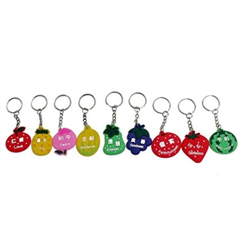 LORJE Christian gifts the fruit of the Spirit,Lord's day school prizes Gospel of supplies Silicone scripture key Tags Chains(9pc) Cover