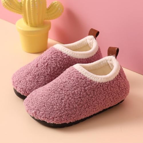 Kids Boys Fuzzy Slippers Flat Ankle House Shoes Childrens Soft Plush Indoor Warm Slippers Lightweight Closed Toe Shoes4