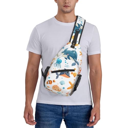 Mochila tipo sling Octopus Whale Starfish para mujer y hombre miniatura 6