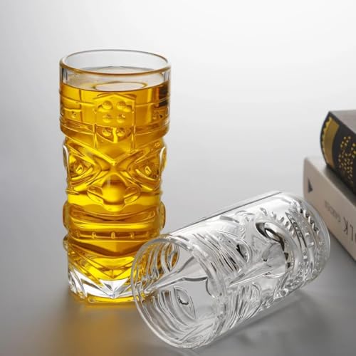 Image of 420 ML Premium Tiki Water Glasses Modern Bar Cocktail &Mocktail Drinking Glasses, Highball Lead-Free Glasses, Tumblers for Water,Beer Set of 4 (EFR - 02, 4 Count)