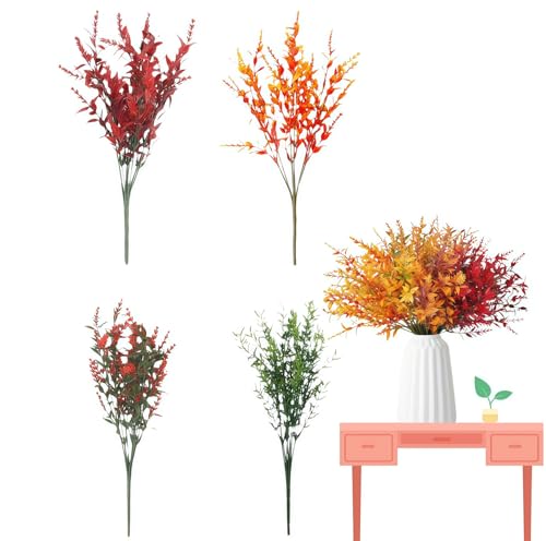 Artificiales Realistas 10 Manojos de Flores Decoracion 6 Variedades Ramos de Flores Artificiales Adecuados para Decoración de Otoño Interior y Exterior Mesa de Jardín