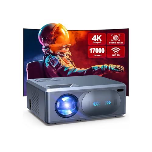 Image of [Electric Focus] Projector with 5G WiFi Bluetooth, 15000L JOWLURK Projector, Outdoor Movie Projector, Home Mini Theater Portable Projector for iPhone/TV/Android Stick/HDMI/USB/Laptop/PS5/DVD (Grey)