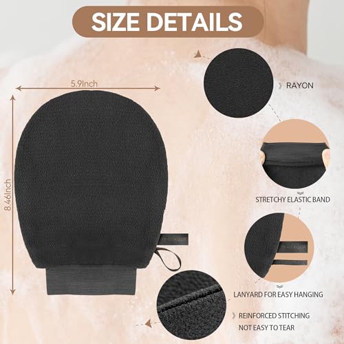 Image of Deep Exfoliating Gloves 2-Pack for Bath or Shower - Body Scrub for Men and Women to Remove Dead Skin and Dirt - Home Spa Self-Tanning Tool