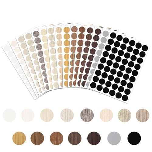 JIZZU 810 Piezas Tapa Agujeros Mueble, Pegatinas Adhesivas para Tornillos, Embellecedor Cubre-Tornillos Adhesivo para Muebles de Madera (15 colores diferentes)