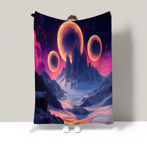 JSCWDET Montañas Desiertos Mantas para Sofa Franela 220×240 Cm, Manta para Cama Invierno Ultra Suave Polar, Manta Sofa Pelo Largo Paisajes De Fantasía para Sofá, Cama O Sala De Estar