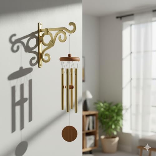 Image of Metal Wall Hook Hanging Plant Bracket | Decorative Straight Plant Hanger for Pots, Bird Feeders, Planters, Lanterns, Cotton, Wind Chimes Indoor Outdoor, (Gold, Pack of 4)