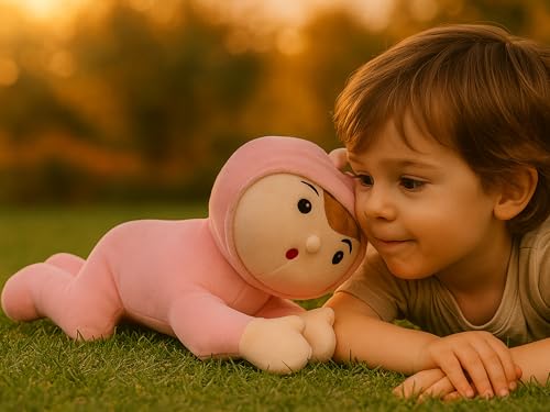 Image of Pink Bunny Baby Plush Toy for Kids Super Soft Stuffed Doll with Cute Character Face Bunny Ears Hood & Lying Body Perfect Birthday GiftBuddy Collectible Plush for Girls and Boys (30 cm)
