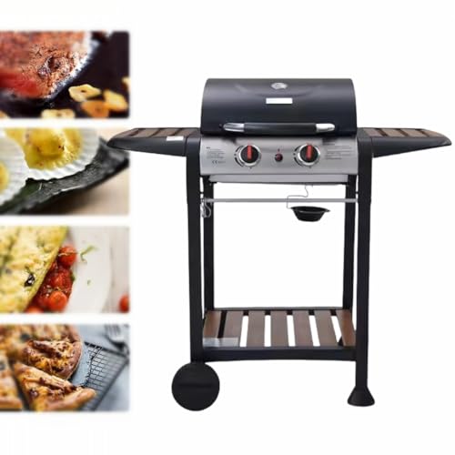 COMEDYKING バーベキューコンロ 焚き火台 BBQグリル卓上コンロ キャンプ用品パティオガーデンバーベキューガスストーブ屋外調理用,ダブルバーナーバーベキュープロパンガスグリル、BBQコンロ 4〜8人用 ピクニック キャンプ パティオ 裏庭 クッキ