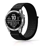 Niboow Cinturino QuickFit 22mm per Garmin Fenix 7 PRO Solar/Fenix 7/Garmin Epix 2 PRO 47mm, Nylon Velcro Cinturino per Garmin Fenix 6 GPS/6 PRO GPS/5/5 Plus/Garmin Descent G1 - Nero