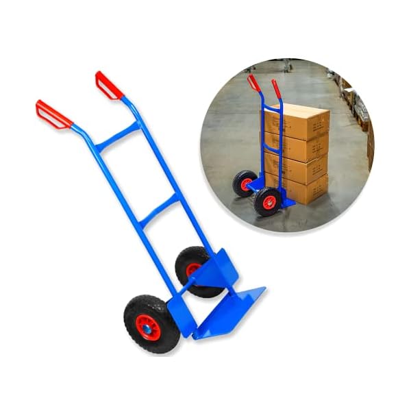 Sackkarre | 200kg Tragfähigkeit Vollgummireifen | Transportwagen für Getränkekisten | Stabiler Stahlrahmen und PU Räd | Handkarre mit Sicherheits Haltegriffen |