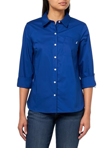 Image of Nautica Women's Button Front Long Sleeve Roll Tab Shirt