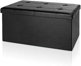 Deuba Storage Ottoman | 100 L | Foam Padded Bench Chest with Removable Lid | Decorative Shoe Storage Box | Bedroom Hallway Lounge Furniture | Grey