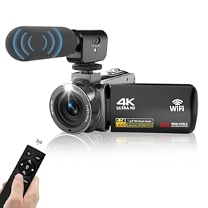 4K Video Camera Camcorder with Microphone, 56MP 18X Digital Zoom 3.0″ IPS Touch Screen Handheld Digital Camcorder, 270° Rotation IR Night Vision Vlogging Camera for YouTube
