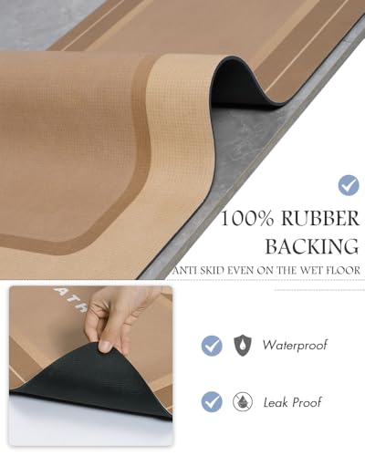 Image of MontVoo Bath Mat-Bath Mat Rug Non Slip Super Absorbent Stain Resistant Quick Dry Thin Bathroom Rug-Bath Mats for Bathroom Floor Bathtub Vanity-Bathmat Bath Rug Easy Care-24 inchx35 inch Brown