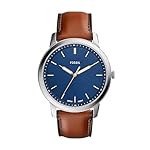 Fossil Men's Minimalist Quartz Stainless Steel and Leather Three-Hand Watch