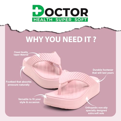 Image of DOCTOR HEALTH SUPER SOFT Women Soft EVA Flip Flops | Lightweight Cushioned Slippers | Anti-Slip Casual Sandals for Indoor Outdoor Everyday Wear