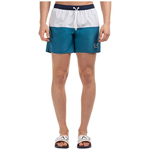 EA7 Emporio Armani Active Men's Seaworld Swim Boxer, Blue Navy/Baltic/Bianco, 48