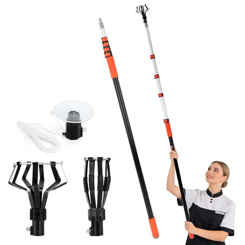 Light Bulb Changer for High Ceilings, 26FT Light Bulb Changer Pole with 5-20FT Telescoping Extension Pole, Light Bulb Remover Tool with Baskets and Suction Cup for High Ceilings and Recessed Lights