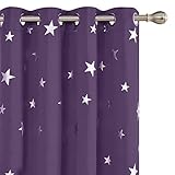 FANTASTISCHES MATERIAL & SCHICKES DESIGN - Deconovo Verdunkelungsvorhänge bestehen aus 100 Prozent hochwertigem Polyester. Gewebedichte: 75 D x 300 D, Gewicht: 230g/m2, Fadenzahl: 139. Sie sind weich, drapiert, elegant und fühlen sich sehr glatt an. Sie sehen gut an Ihren Fenstern aus und dekorieren Ihr Zuhause perfekt. Die Gardine hat speziales Motiv und bequeme Tastempfindung. Die Vorhänge mit reichen Farben können Ihren Raum passen und bringen freundlichen und schönen Umwelt.