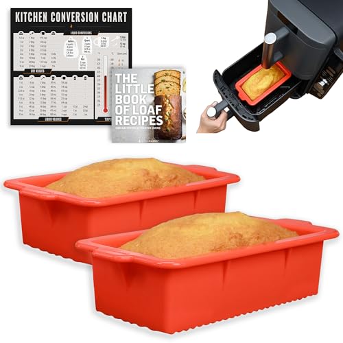 INFRAOVENS Air Fryer Silicone Loaf Pans for Baking, Non-Stick Bread Cake Pan for Ninja DoubleStack XL 2-Basket 10QT SL401, Airfryer Bakeware Sets, Meatloaf Brownie Corn, BPA Free