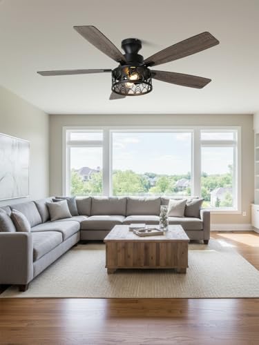 Image of 52 Inch Vintage Ceiling Fan with Light and Remote Control