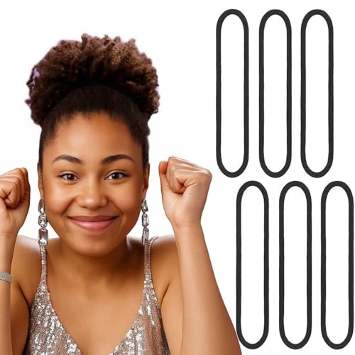 EBOOT 20 Pieces Large Stretchy Hair Ties Cotton Black Seamless Hair Bands for Women Elastic Ponytail Holders Headband for Thick Heavy and Curly Braids 11 cm in Diameter 4 mm in Width