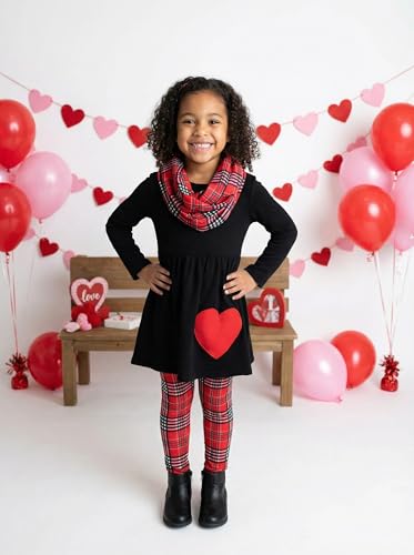 Image of Unique Baby Girls Kids Toddler 3pc Outfit Set Long Sleeve Cotton Blend Tunic Top Leggings and Scarf