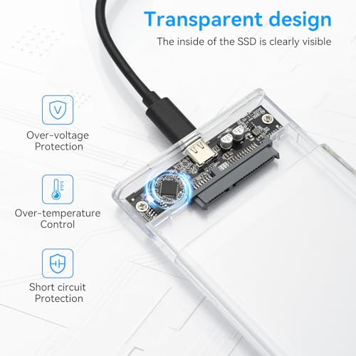 Image of ELUTENG 2.5'' Hard Drive Enclosure 5Gbps USB 3.0 to SATA External Hard Drive Enclosure Tool Free Hard Drive Case for 7mm 9.5mm HDD SSD 4TB Capacity Support UASP Compatible with WD Seagate Samsung | Tool Free Hard Drive Case for 7mm 9.5mm HDD SSD 4TB Capacity Support UASP Compatible with WD Seagate Samsung