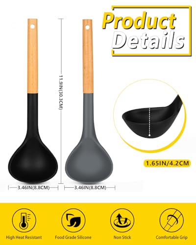Silicone Soup Ladle Spoon Kitchen Utensils, 2 Pack - image 3